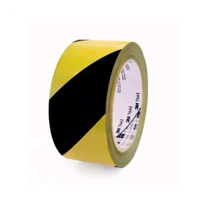 cinta vinilo color negro amarillo, señalizacion
